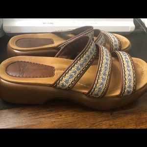 Dansko open back slide on 3 leather strap sandals